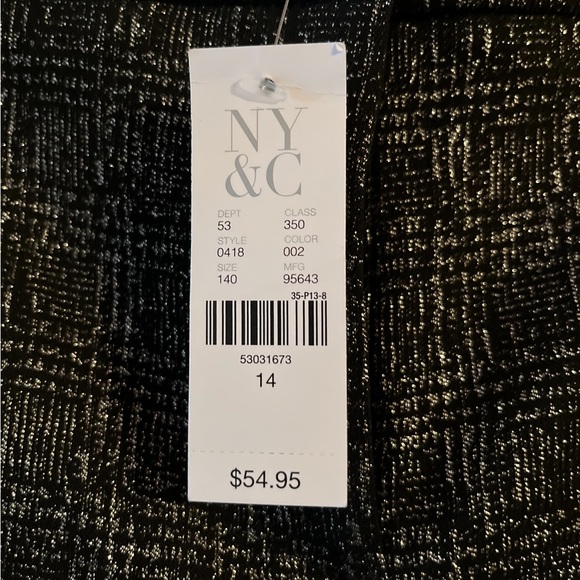 NWT New York & Co Audrey pants.  Black with metallic threading Size 14 - Picture 4 of 4